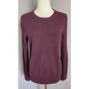 Quince Long Sleeve Burgundy Purple Sweater Sz M Sustaintable Cashmere Classic